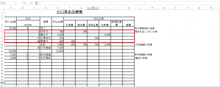 小口現金出納帳の書き方や記入例を３ステップで解説 手書きから脱却